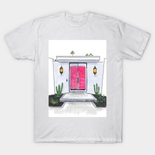 Hot Pink Palm Springs Door T-Shirt